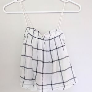 Madewell Linen Grey Grid Crop Top